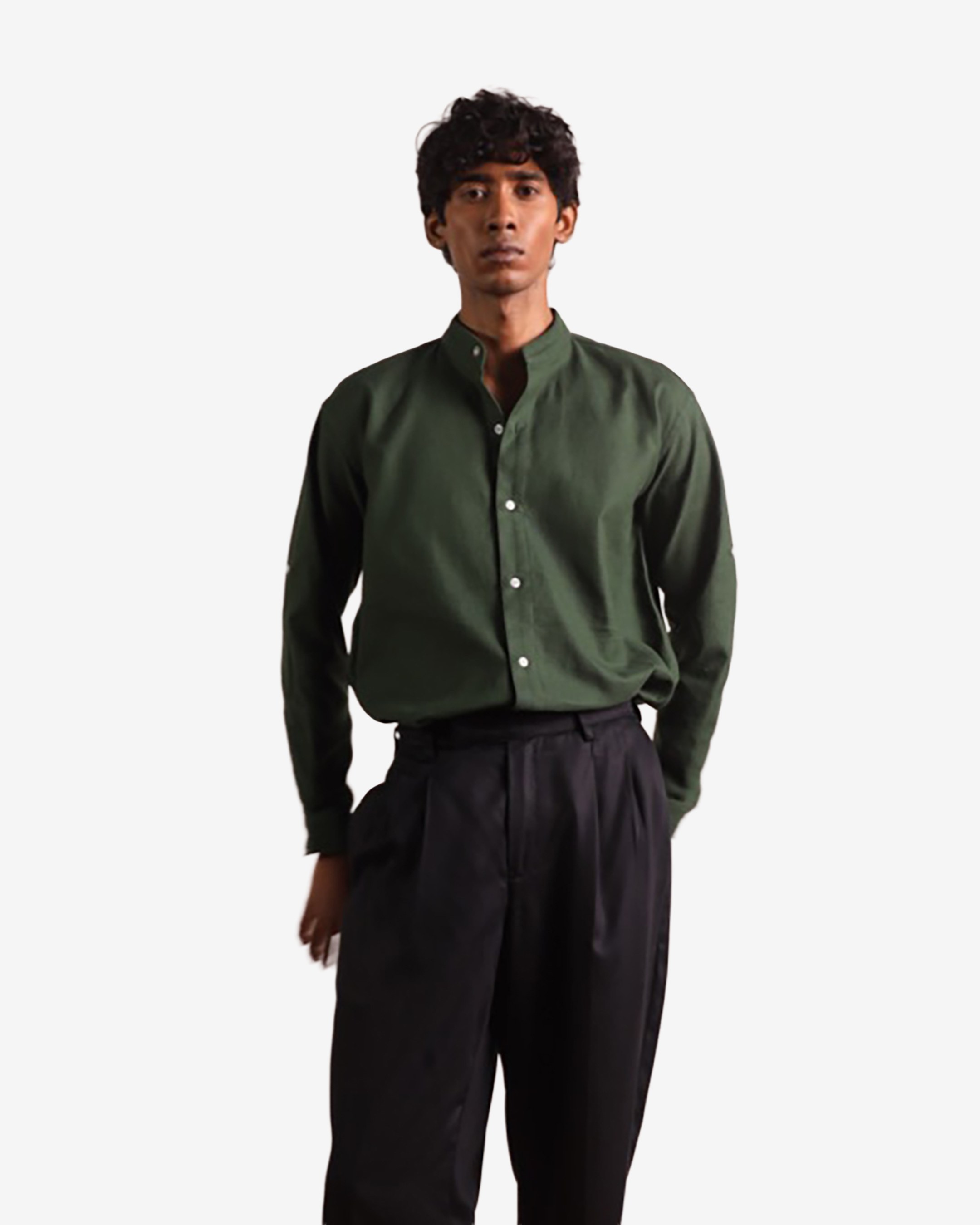 Green Press Collar Shirt