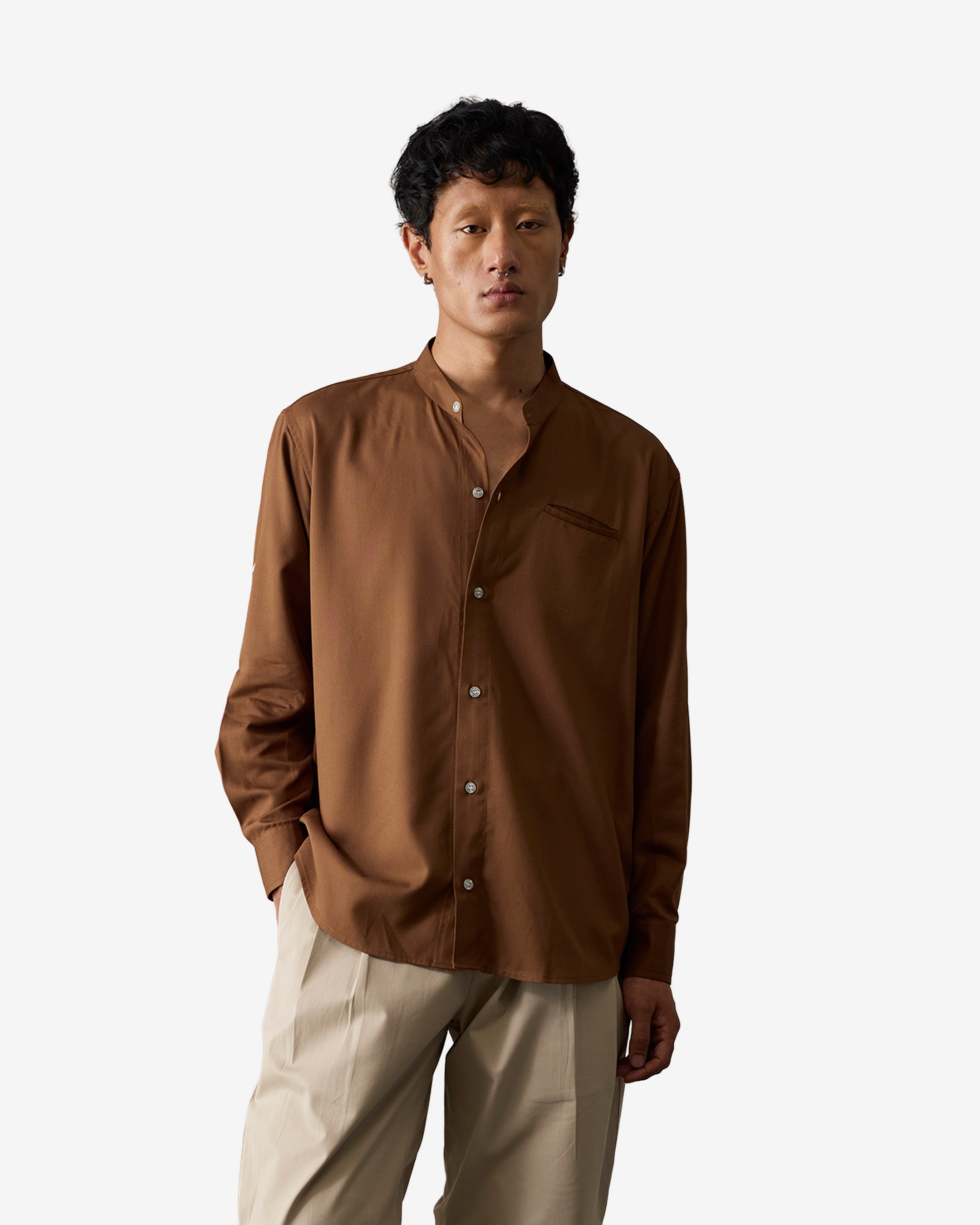Tencel Shirt - Brown - Men