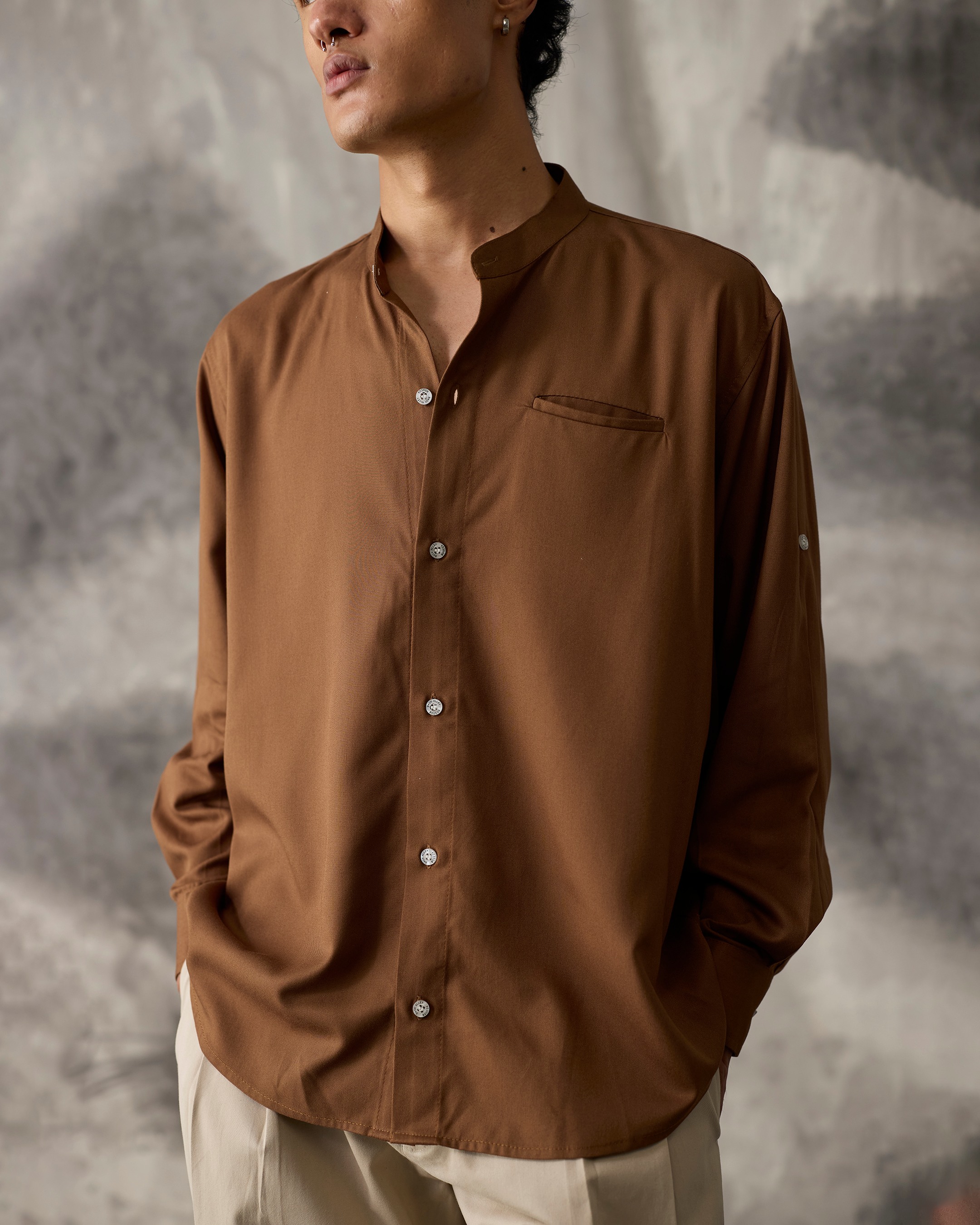 Tencel Shirt - Brown - Men