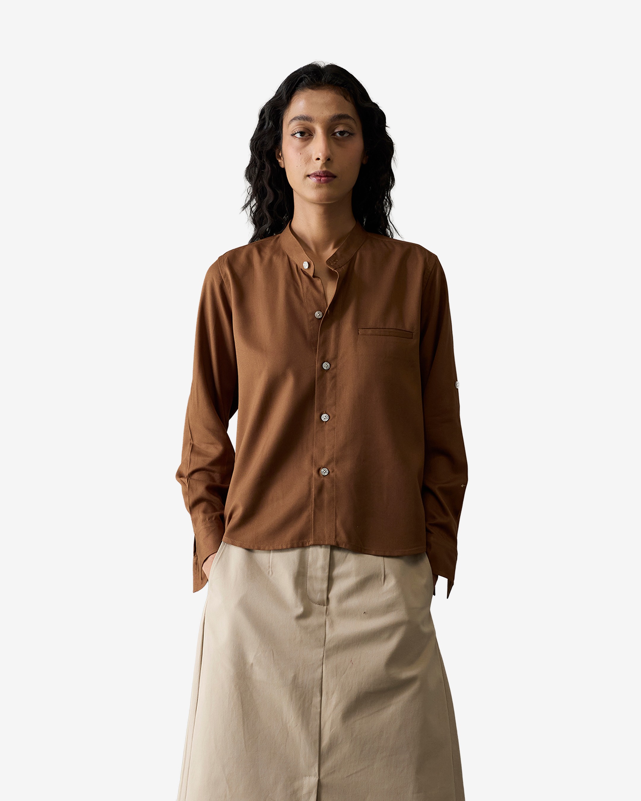 Tencel Shirt - Brown - Women
