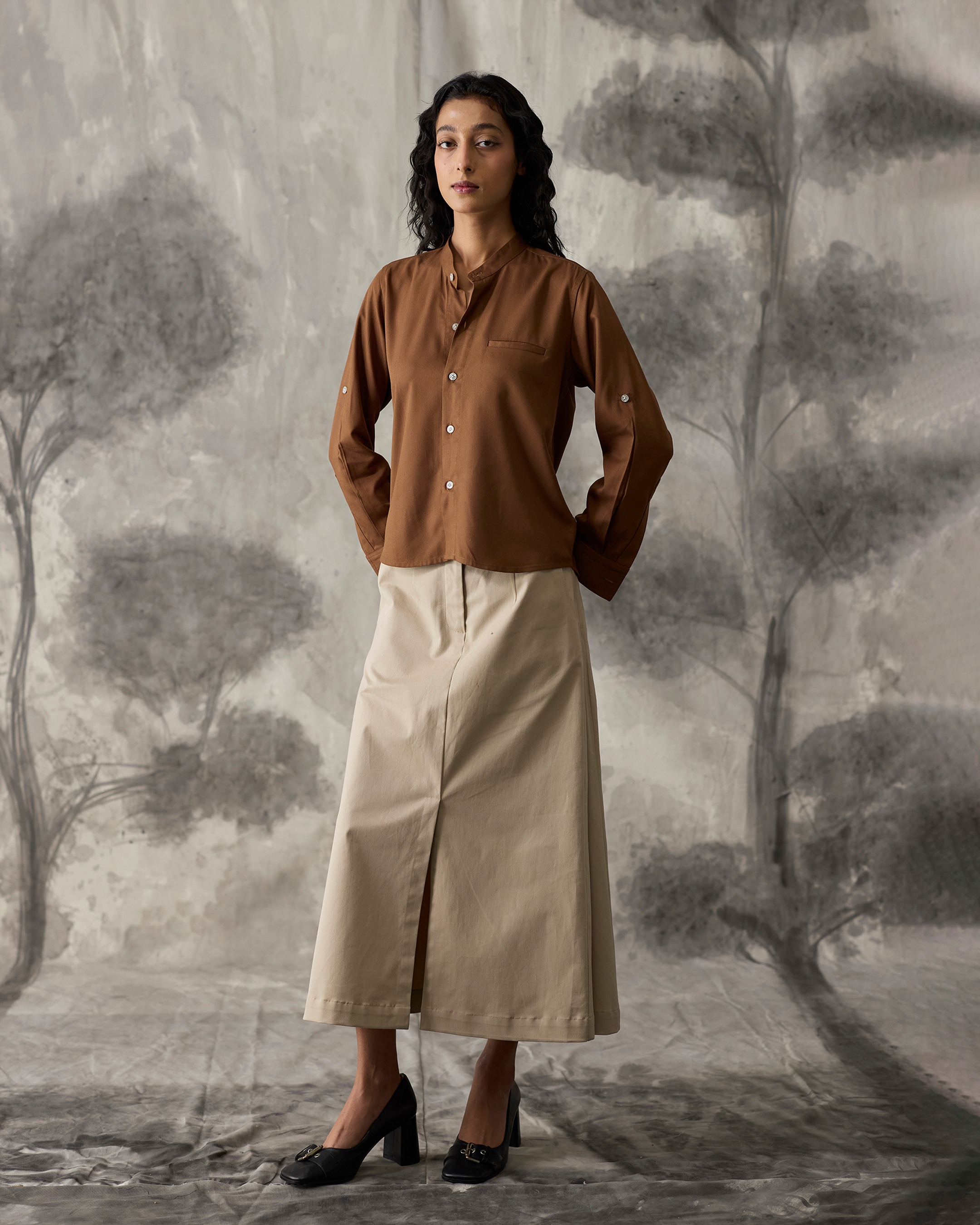 Tencel Shirt - Brown - Women
