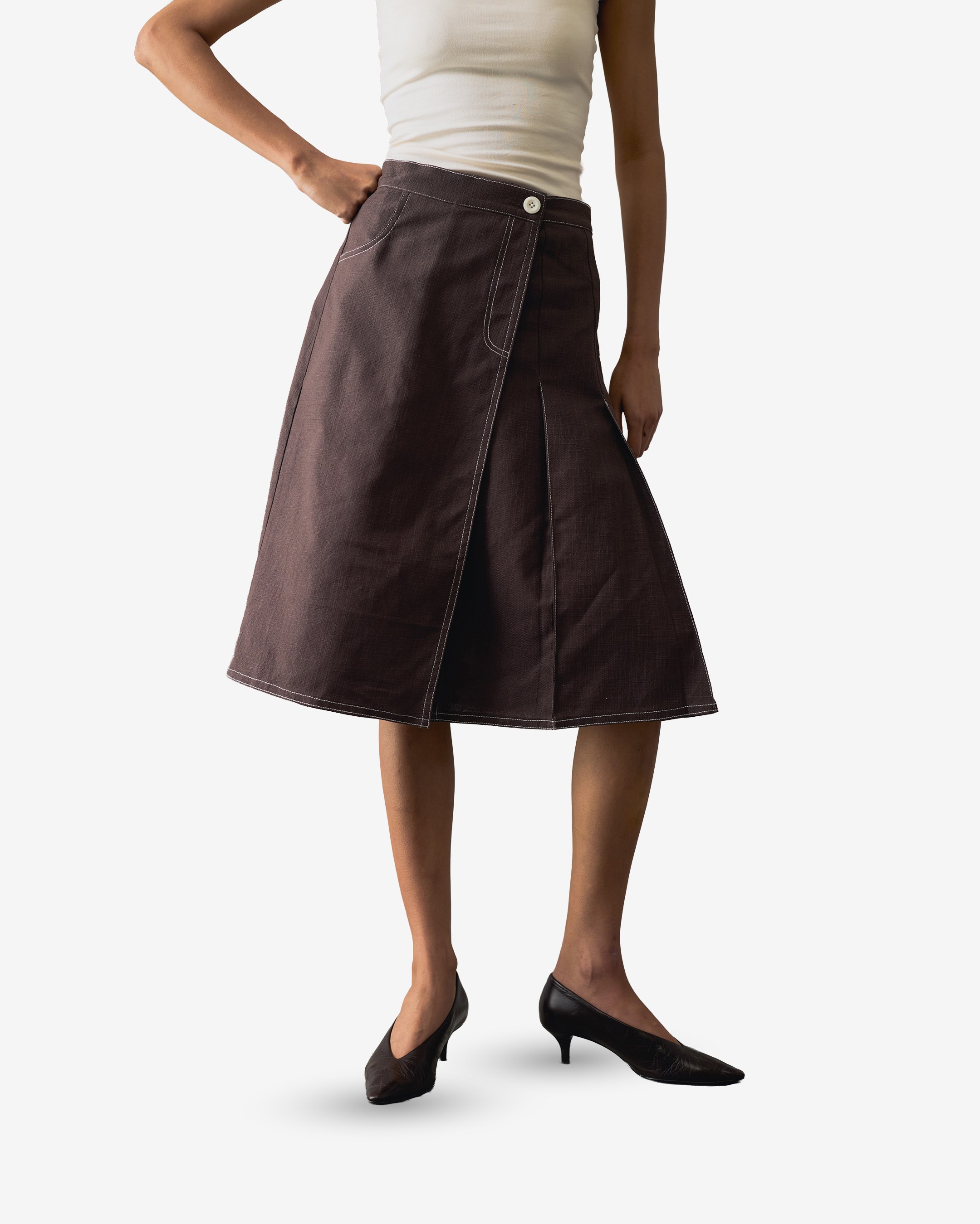 Linen Pleated Skirt - Women