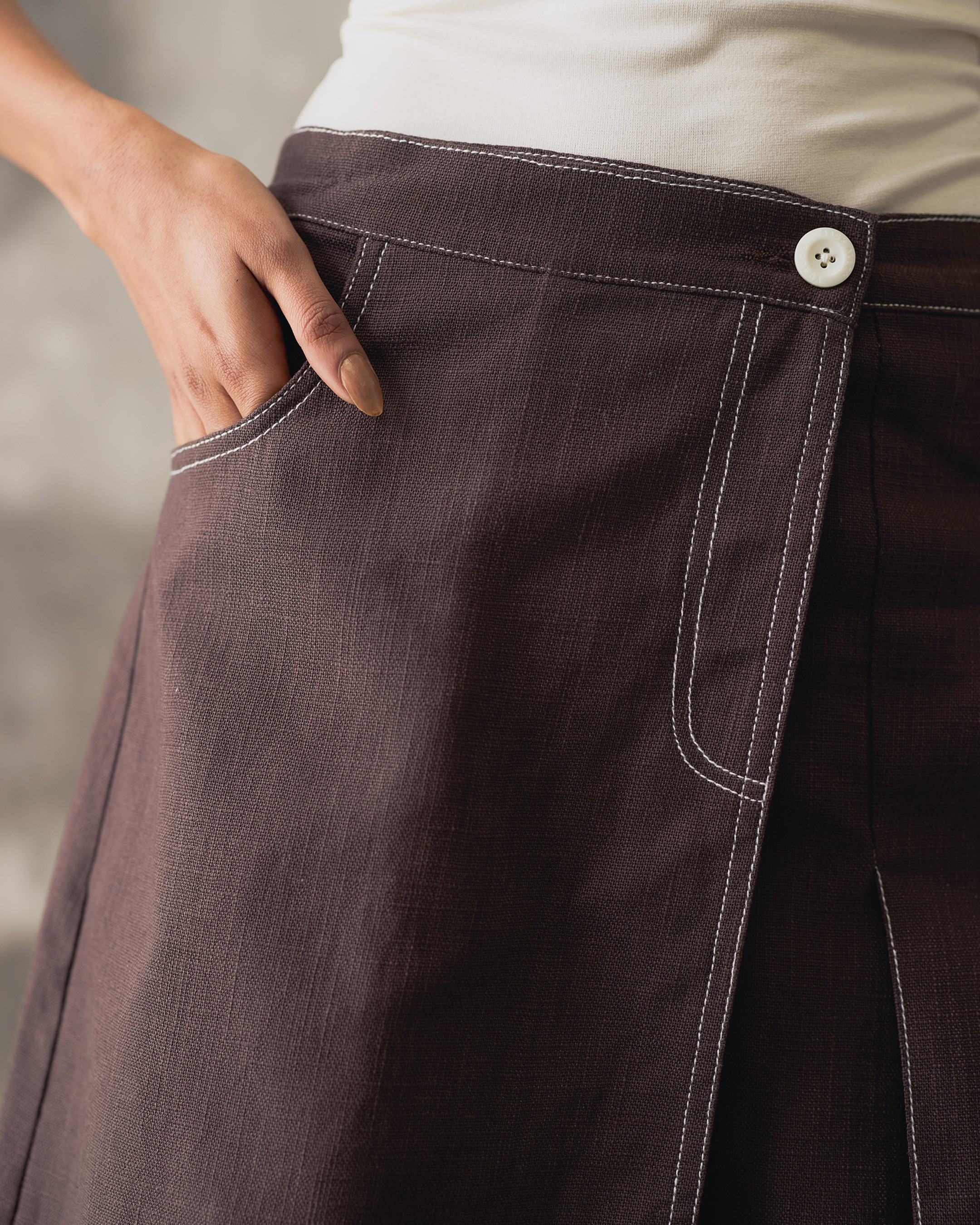 Linen Pleated Skirt - Women