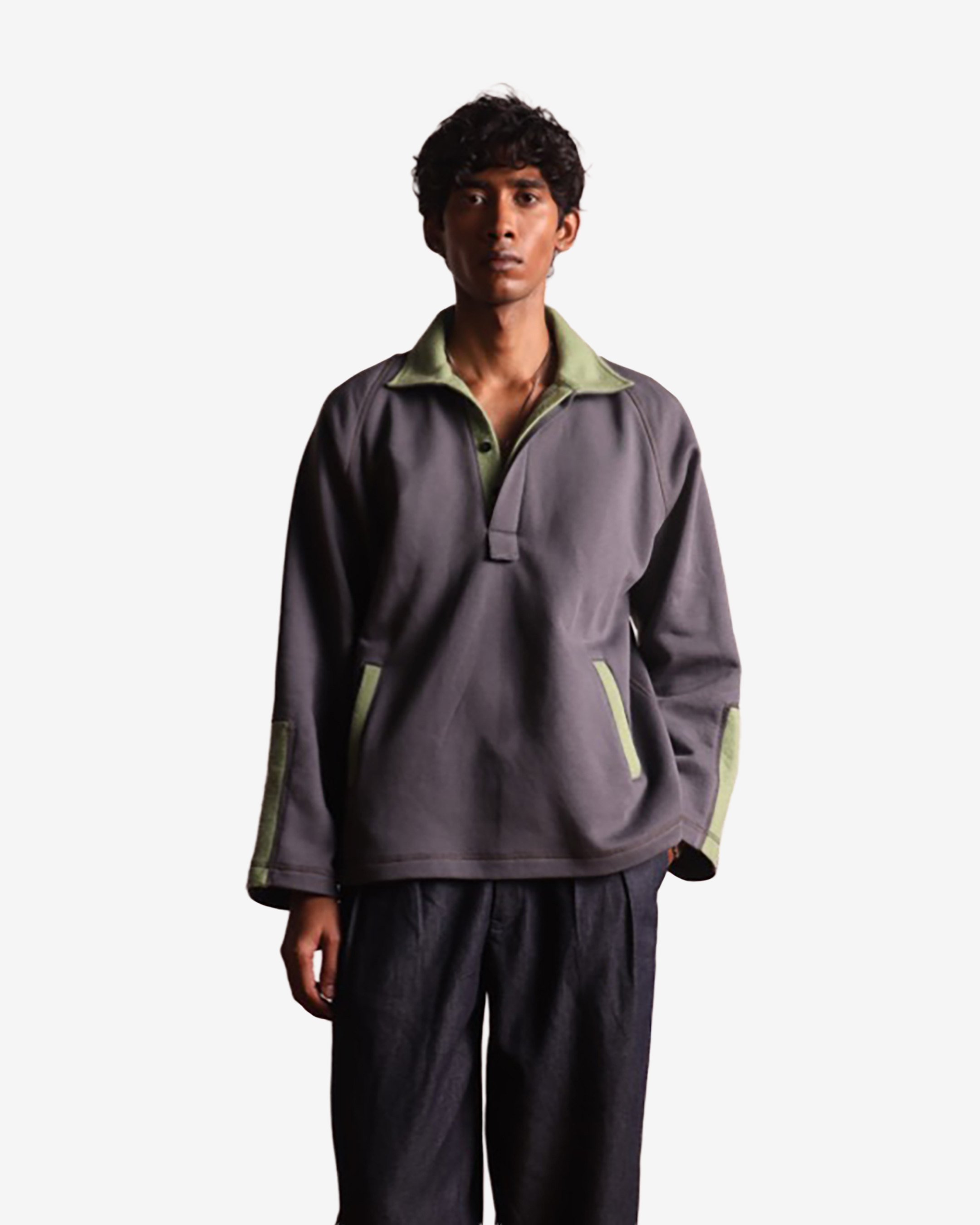 Fleece Pullover Green Grey-2