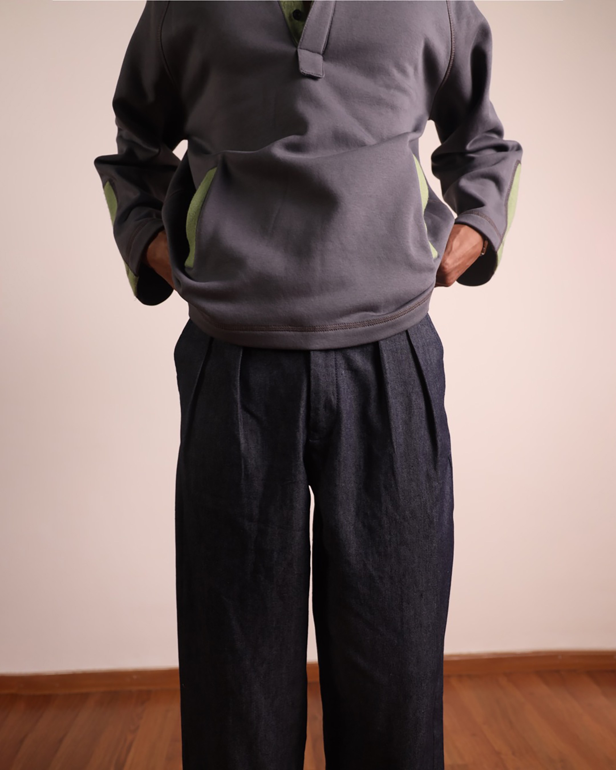 Fleece Pullover Green Grey-2