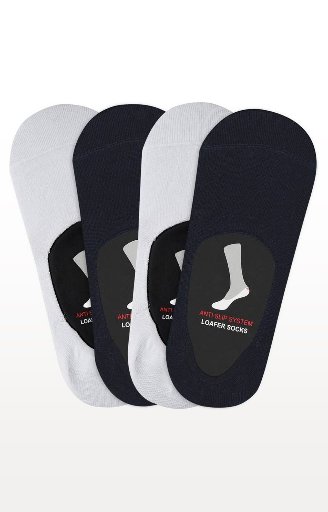 BALENZIA | White and Navy Solid Socks (Pack of 4) 0