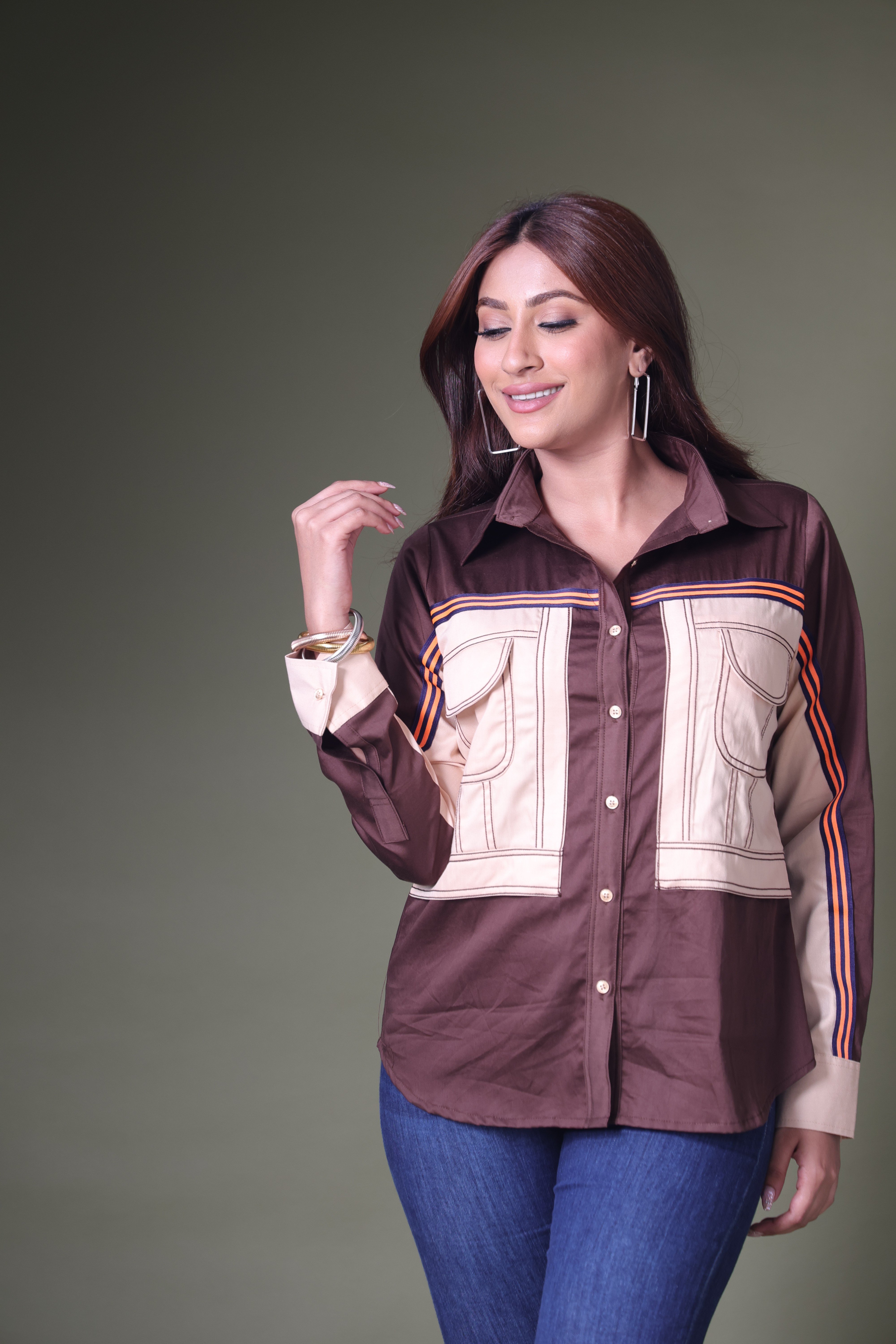 Brown Beidge cotton shirt