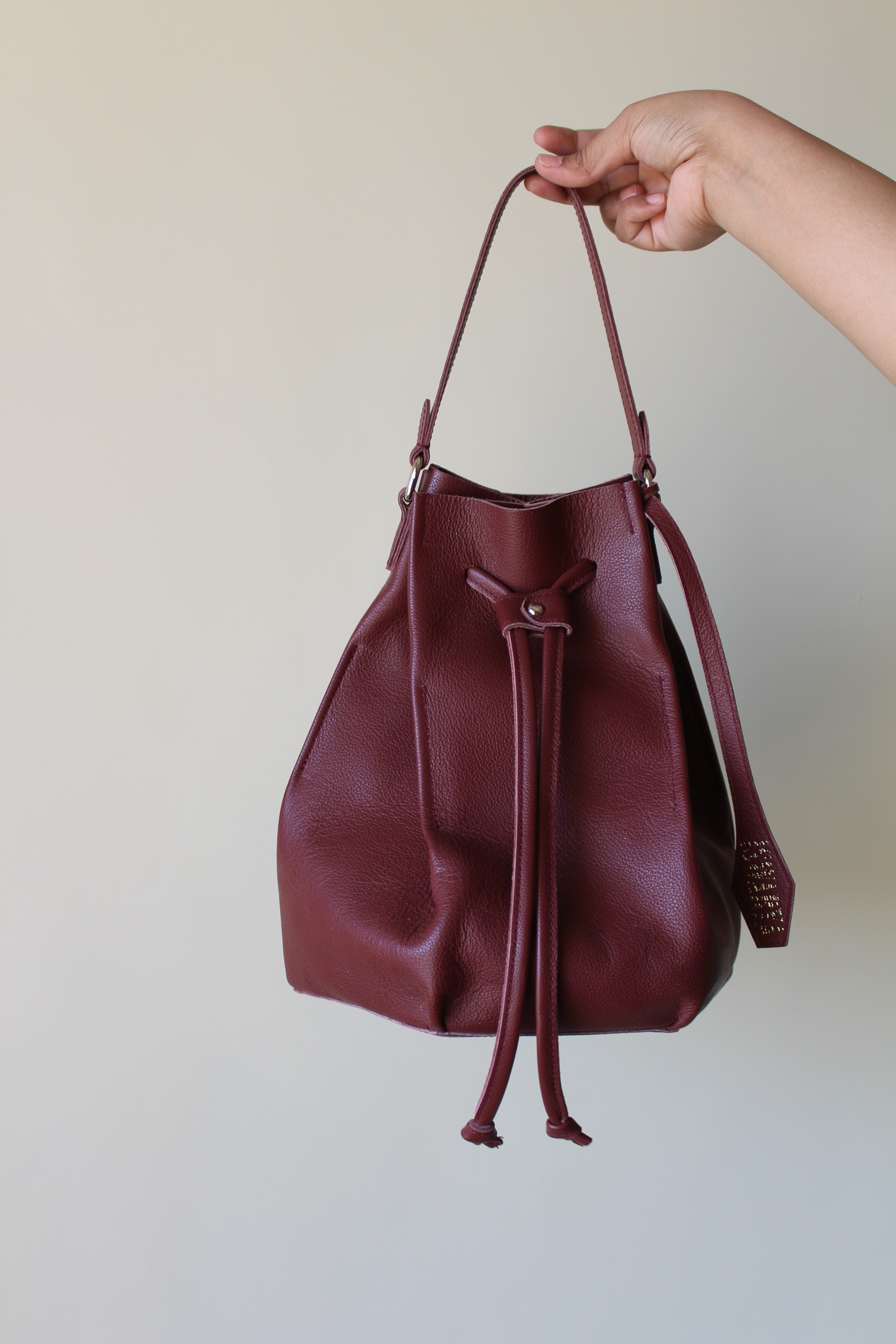 Burgundy discount bucket bag