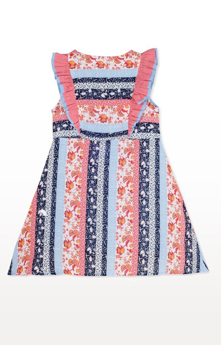 Budding Bees | Blue Printed Frock 1