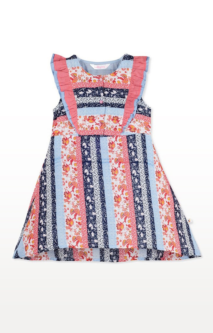 Budding Bees | Blue Printed Frock 0