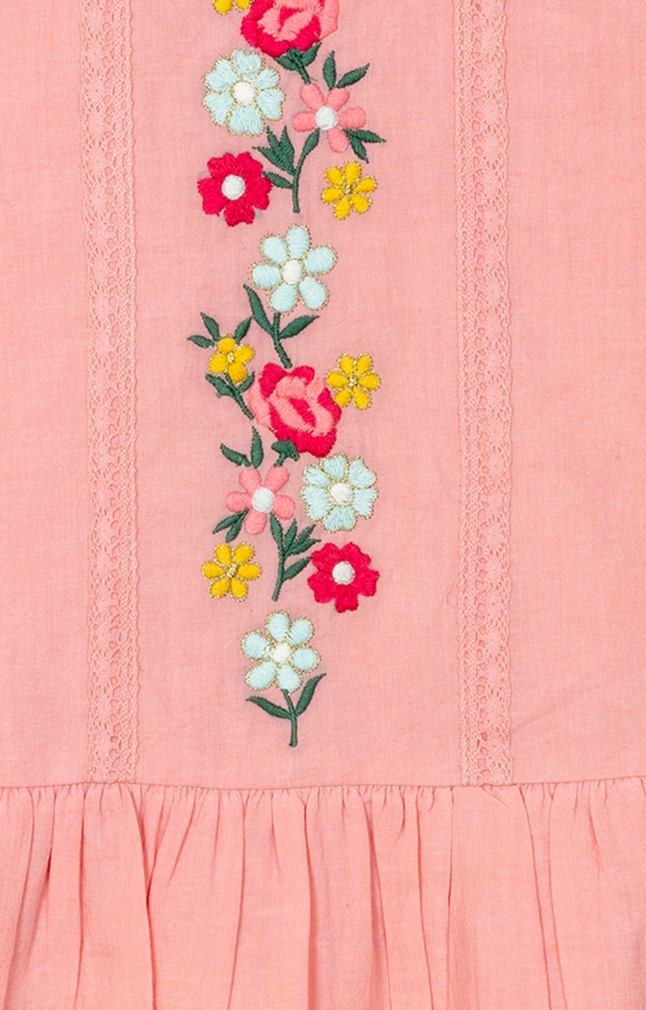 Budding Bees | Pink Embroidered Dress 2