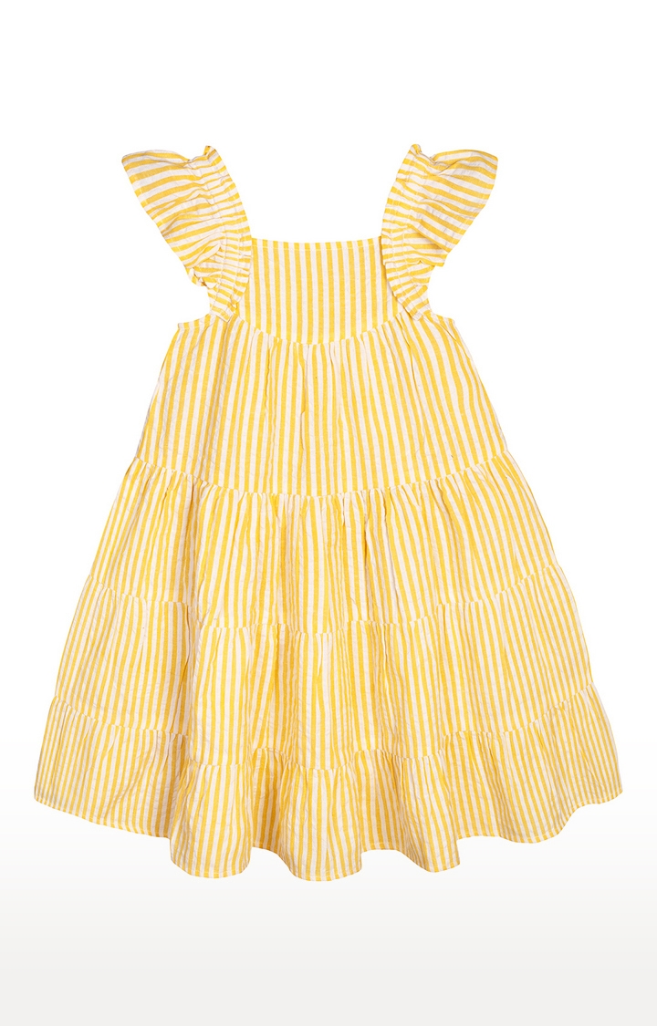 Budding Bees | Yellow Striped Dress 0