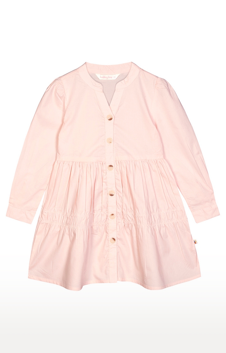 Budding Bees | Pink Solid Dress 0