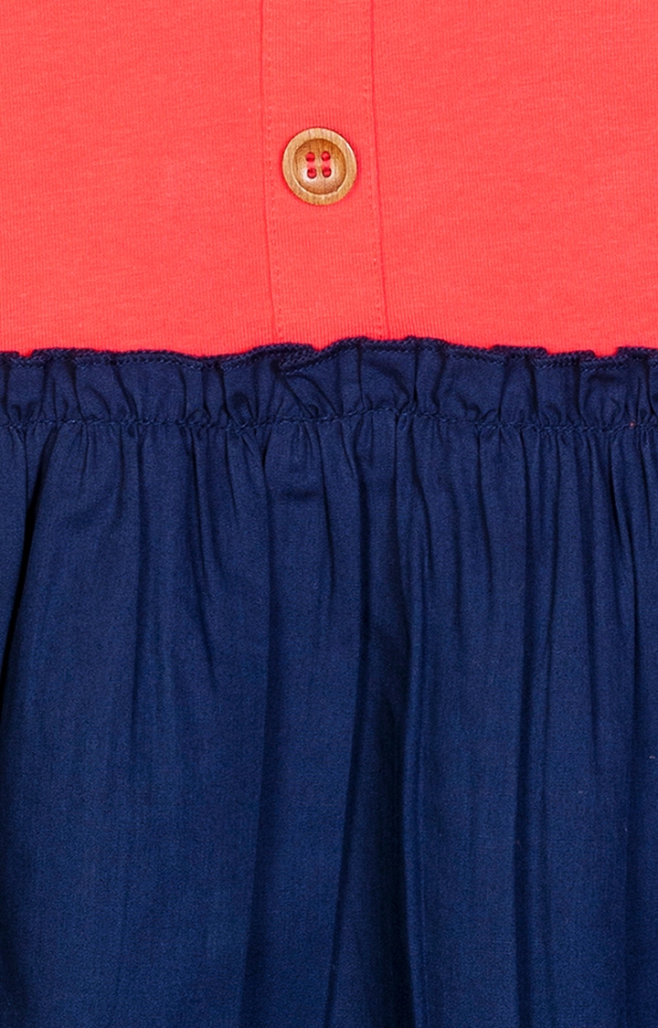 Budding Bees | Red and Blue Solid Dress 2