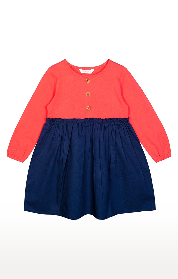 Budding Bees | Red and Blue Solid Dress 0