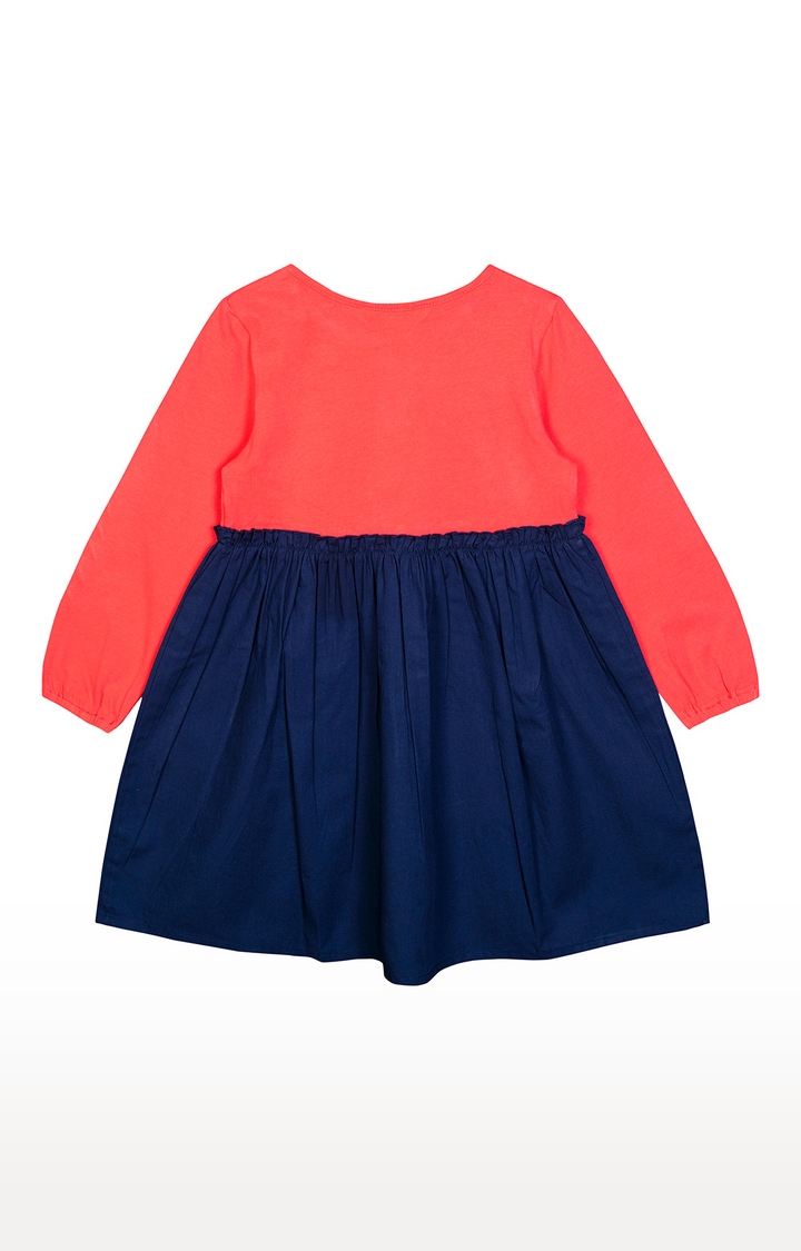 Budding Bees | Red and Blue Solid Dress 1