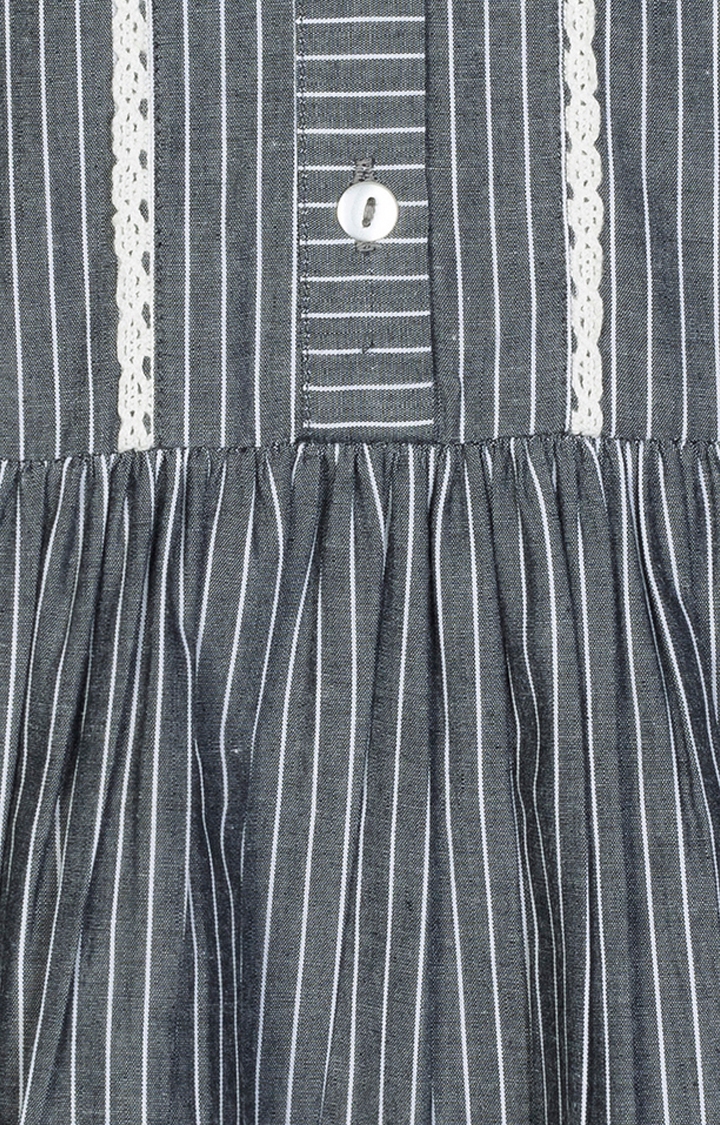 Budding Bees | Grey Striped Dress 2