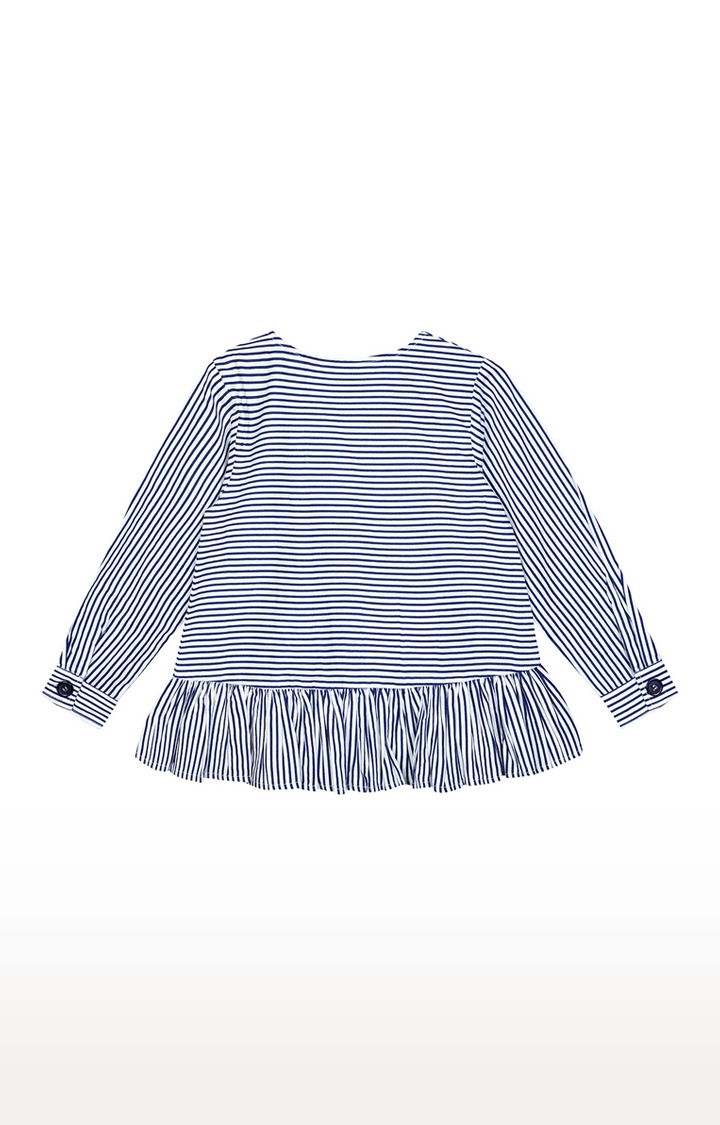 Budding Bees | Blue Striped Top 1