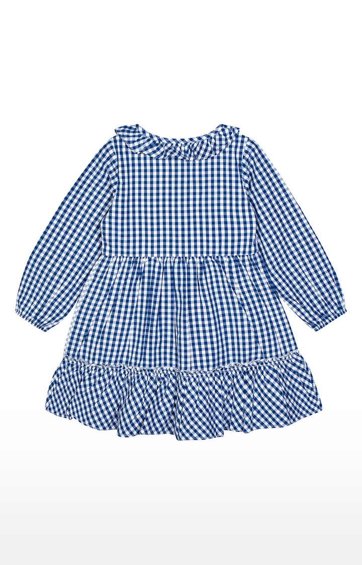 Budding Bees | Blue Checked Dress 1