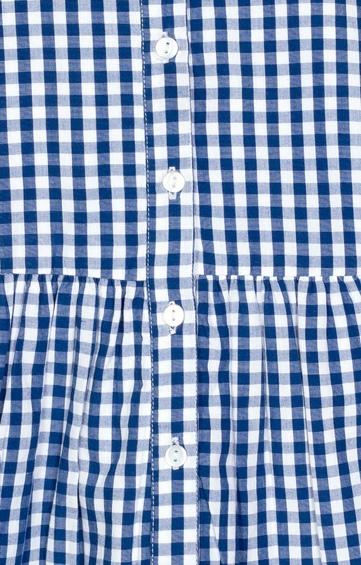 Budding Bees | Blue Checked Dress 2