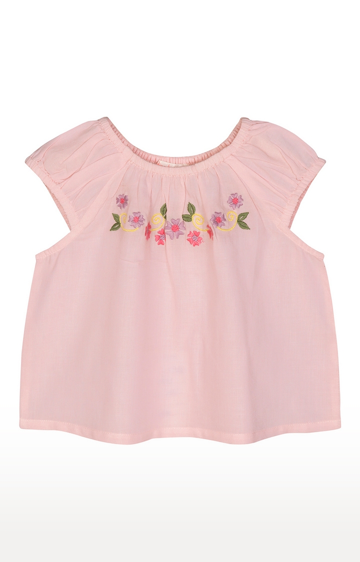 Budding Bees | Budding Bees Baby Girls Pink Embroidered Top-Set 2