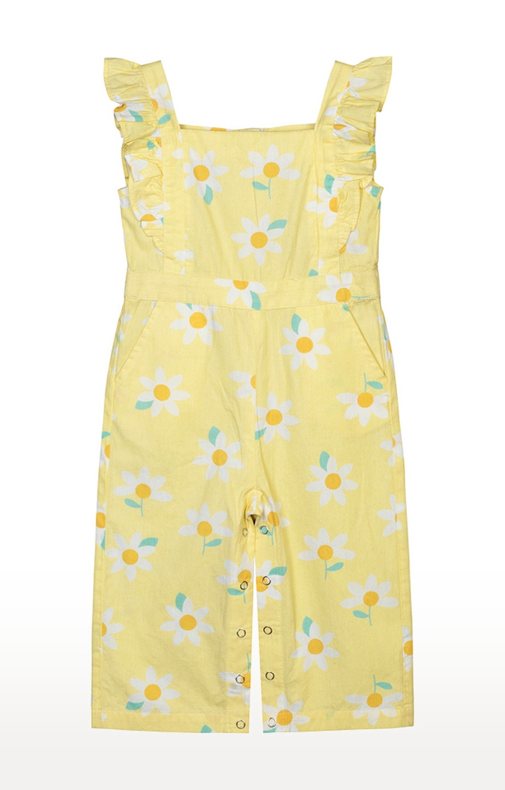 Budding Bees | Budding Bees Baby Girls Yellow Printed Jumpsuit 0