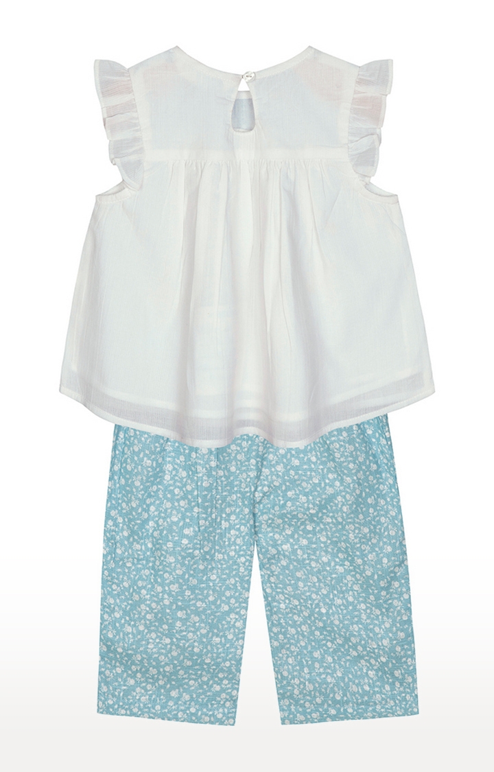 Budding Bees | Budding Bees Baby Girls White Embroidered Top-Set 1