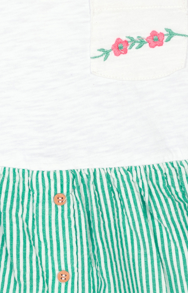 Budding Bees | Green Striped Dress 2