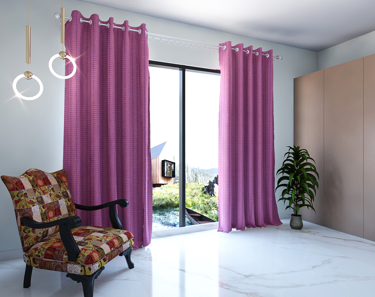 Boria Bistar | Handloom Cotton Curtains for Door with button and loop|0