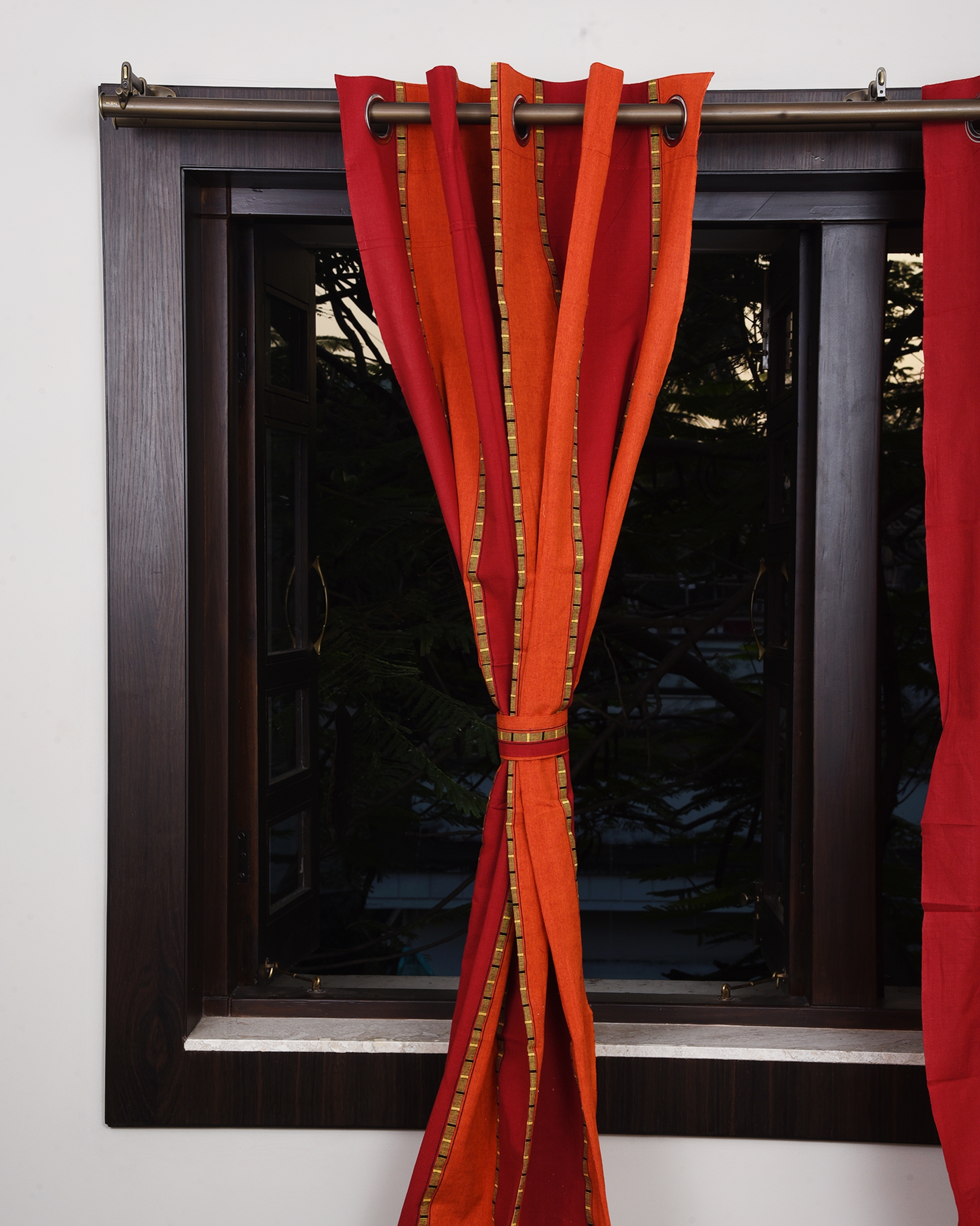 Boria Bistar | Handloom Cotton Curtains for Door with button and loop|1