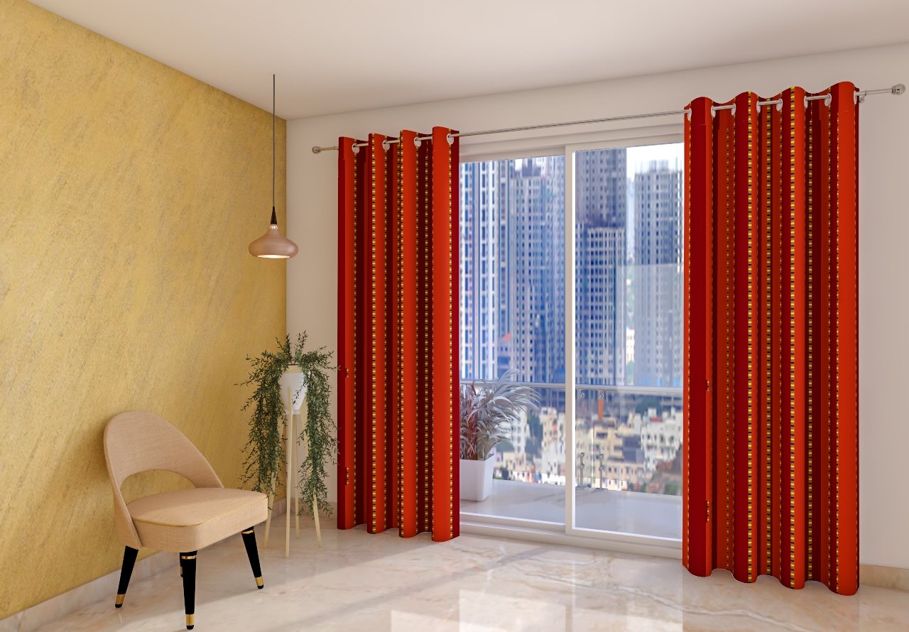 Handloom Cotton Curtains for Door with button and loop