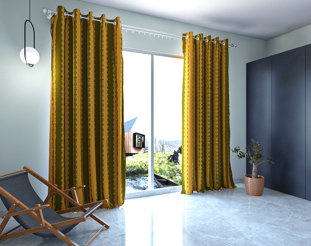 Boria Bistar | Handloom Cotton Curtains for Door with button and loop|3