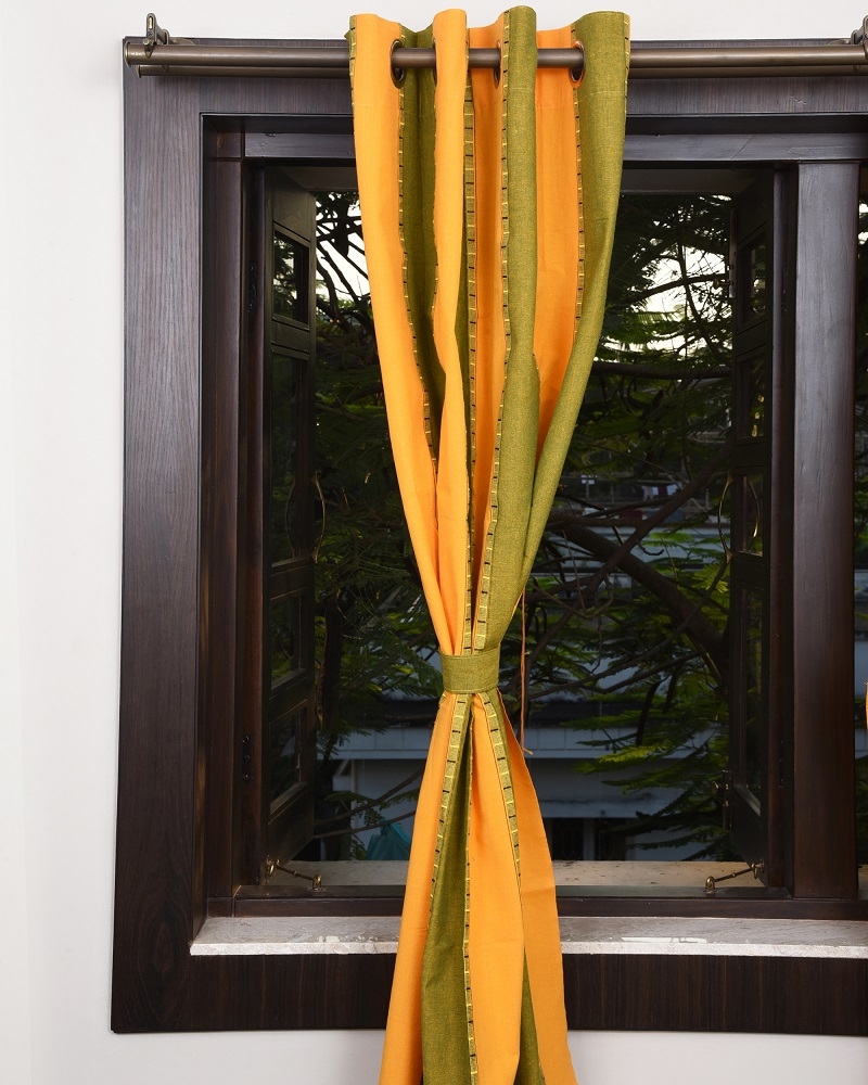 Boria Bistar | Handloom Cotton Curtains for Door with button and loop