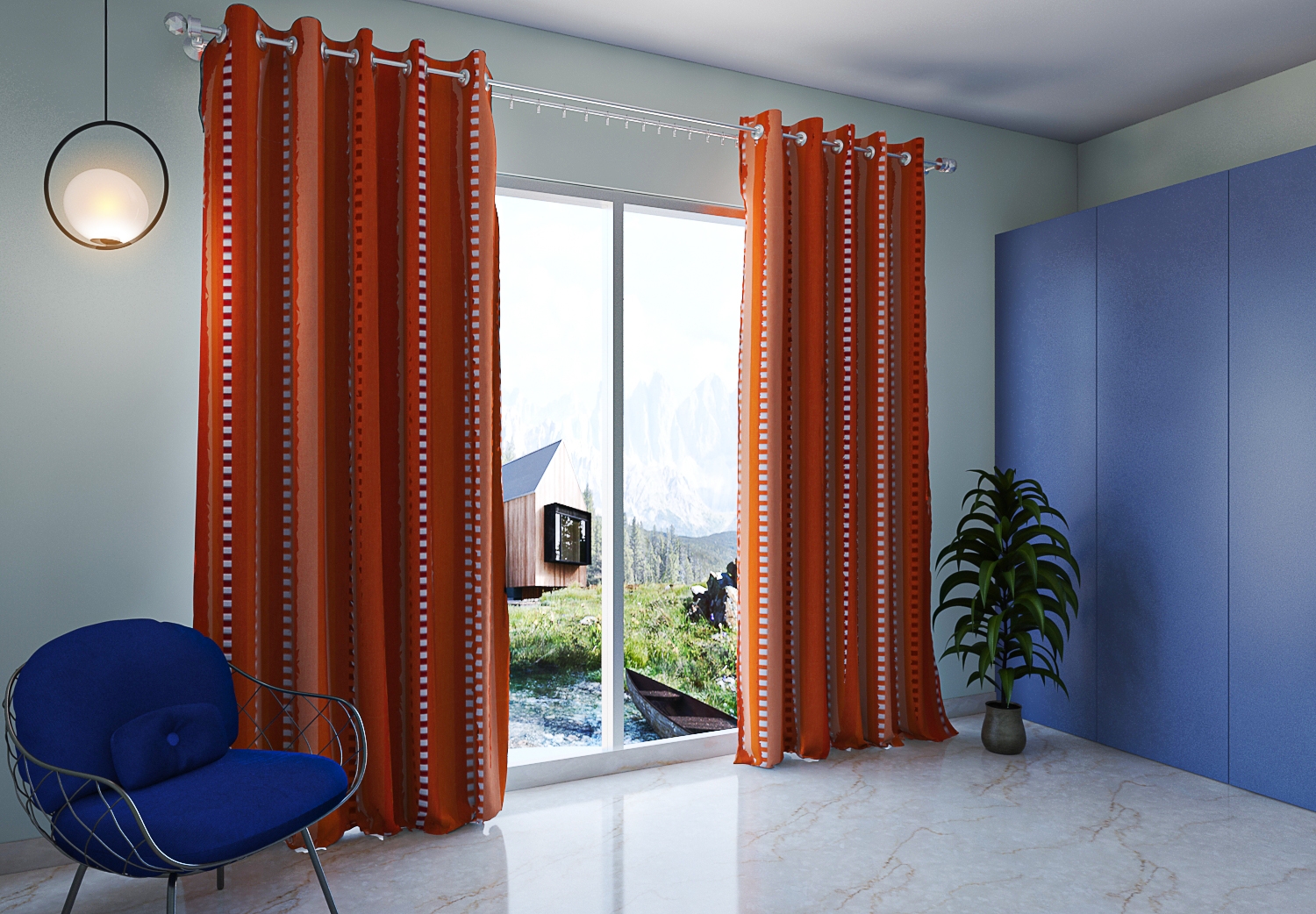 Boria Bistar | Handloom Cotton Curtains for Door with button and loop|0