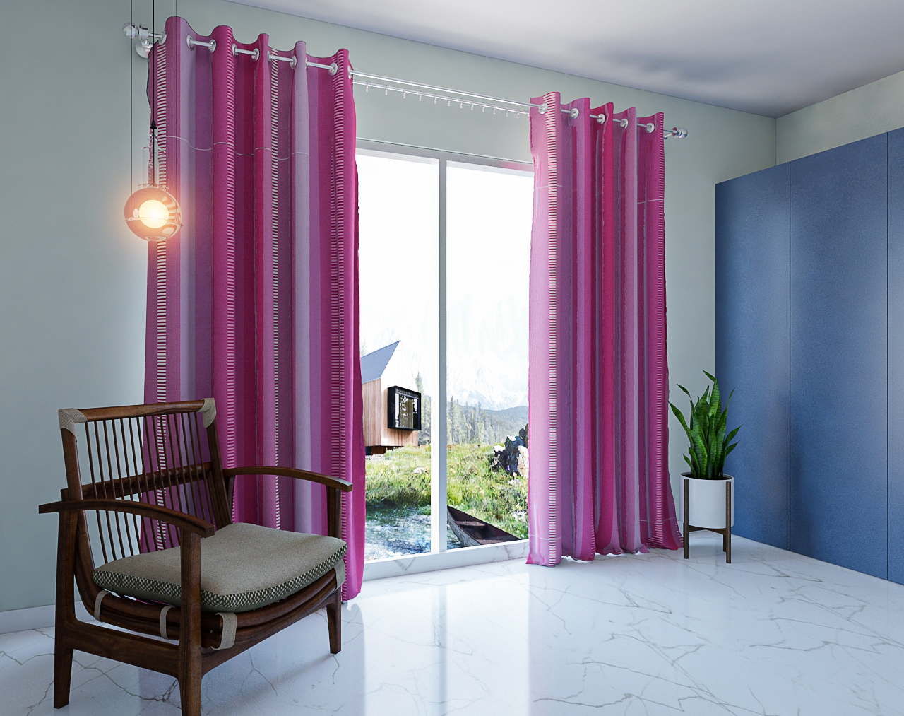 Handloom Cotton Curtains for Door with button and loop