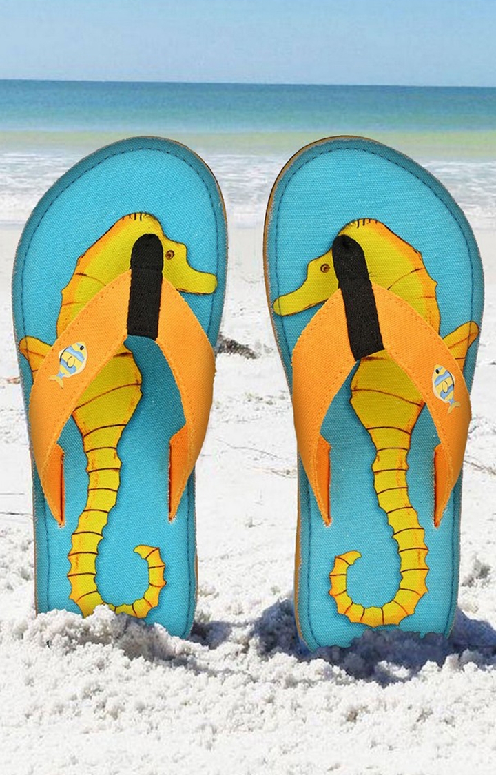 Beachcomber Blue Water | Beachcomber Blue Water  Seahorses Unisex Canvas Flip Flops 5
