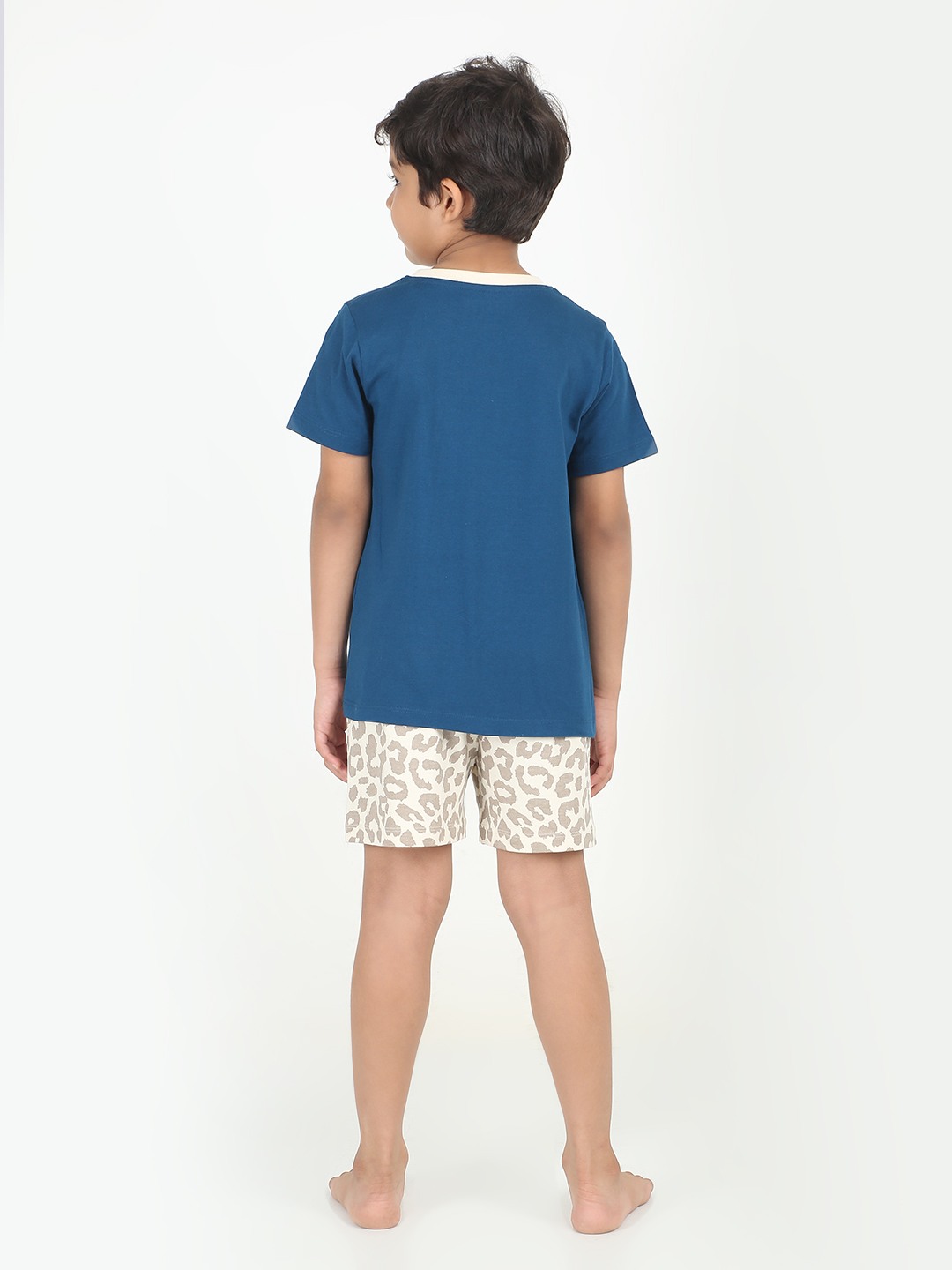 Boys 2 piece T-Shirt & Short set-Navy & Butter Cream