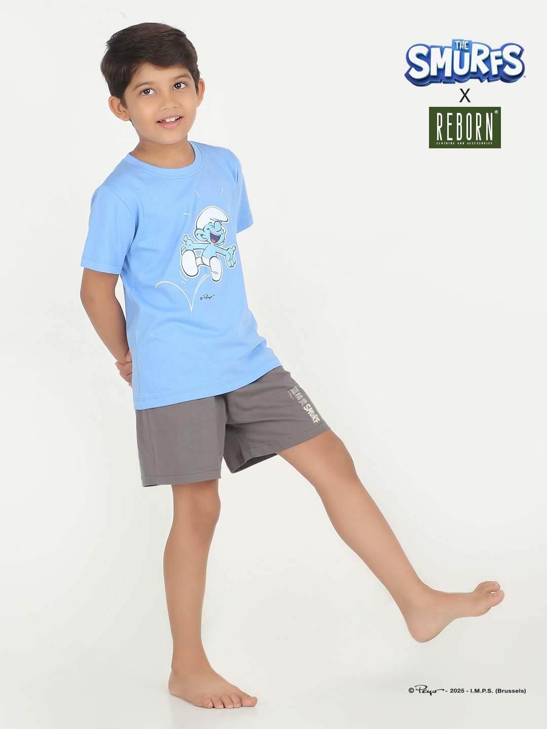 Boys 2 piece T-Shirt & Short -set- Blue & off White