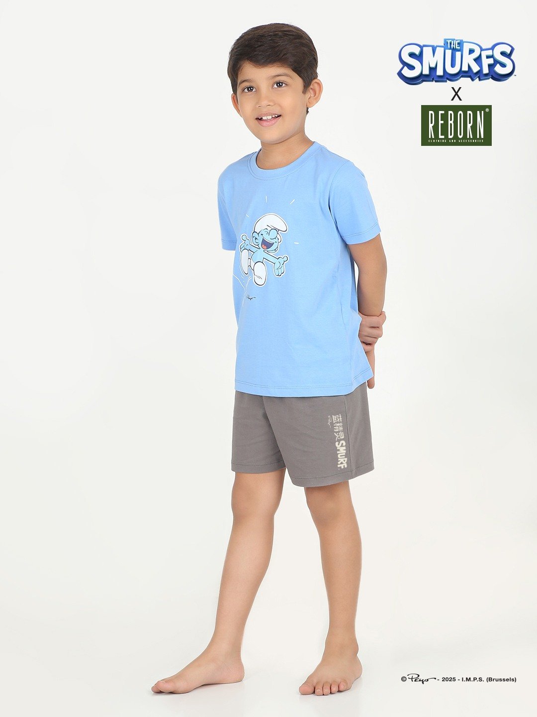 Boys 2 piece T-Shirt & Short -set- Blue & off White