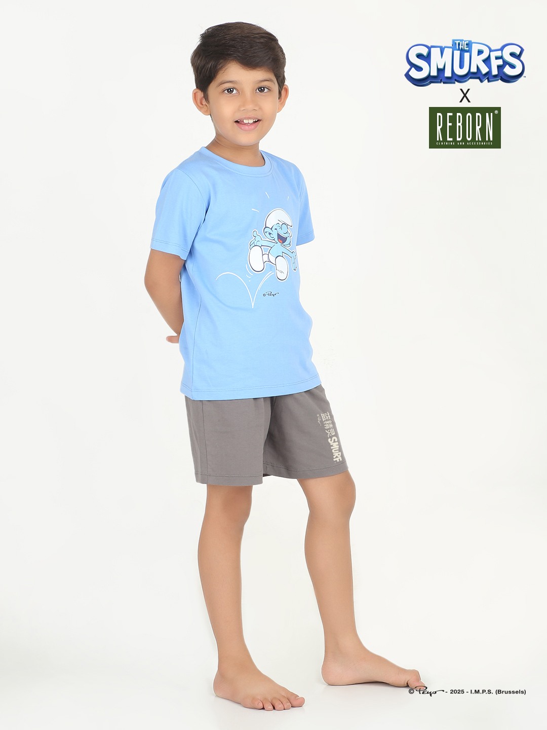 Boys 2 piece T-Shirt & Short -set- Blue & off White