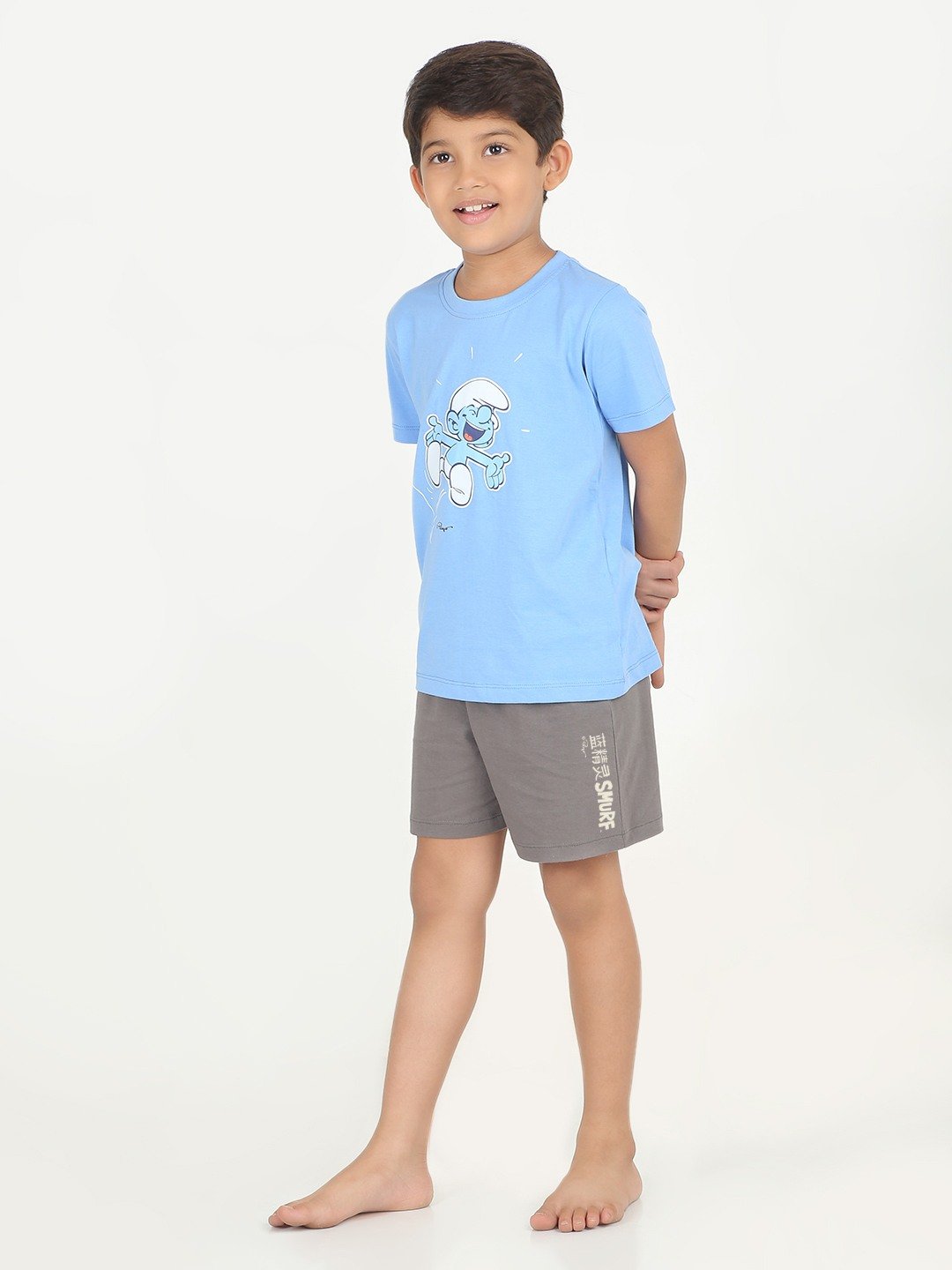 Boys 2 piece T-Shirt & Short -set- Blue & off White
