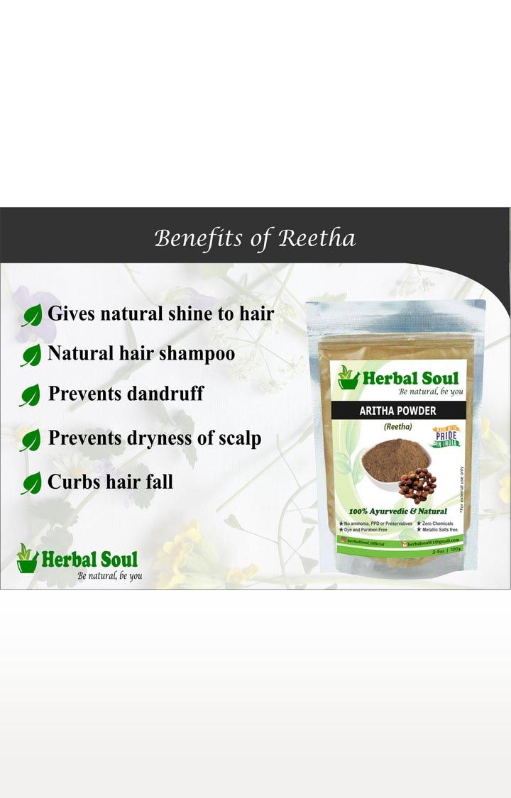 Herbal Soul | Herbal Soul Combo Of Reetha  Powder + Shikakai  Powder + Indigo  Powder + Henna  Powder + Bhringraj  Powder | 500 gm 6