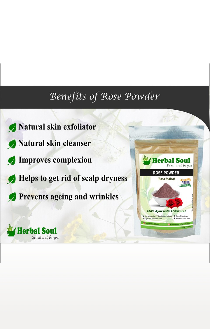 Herbal Soul | Herbal Soul Combo Of Rose Powder + Orange Peel  Powder + Bhringraj  Powder | 300 gm 4