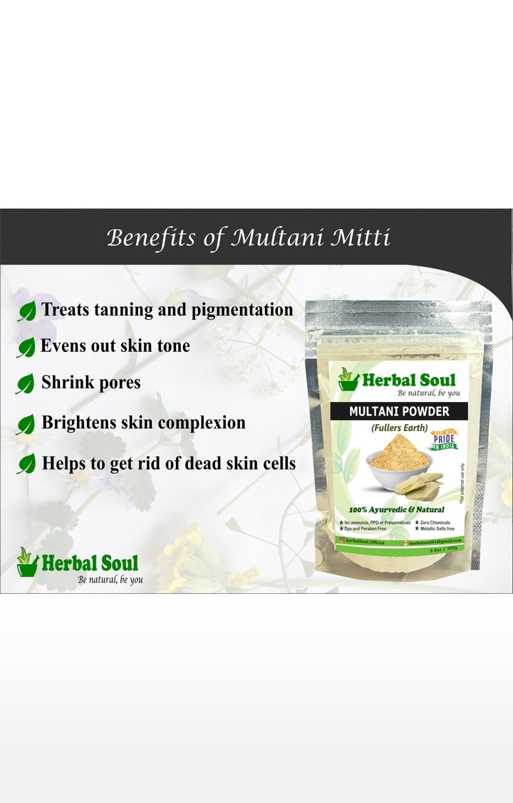 Herbal Soul | Herbal Soul Combo Of Multani  Powder + Bhringraj  Powder + Amla  Powder + Fenugreek  Powder | 400 gm 5