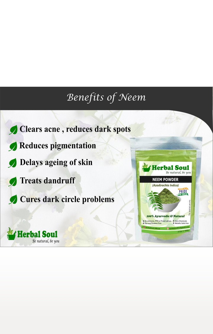 Herbal Soul | Herbal Soul Combo Of Neem  Powder + Multani  Powder + Rose Powder + Orange Peel  Powder + Amba Haldi  Powder | 500 gm 6