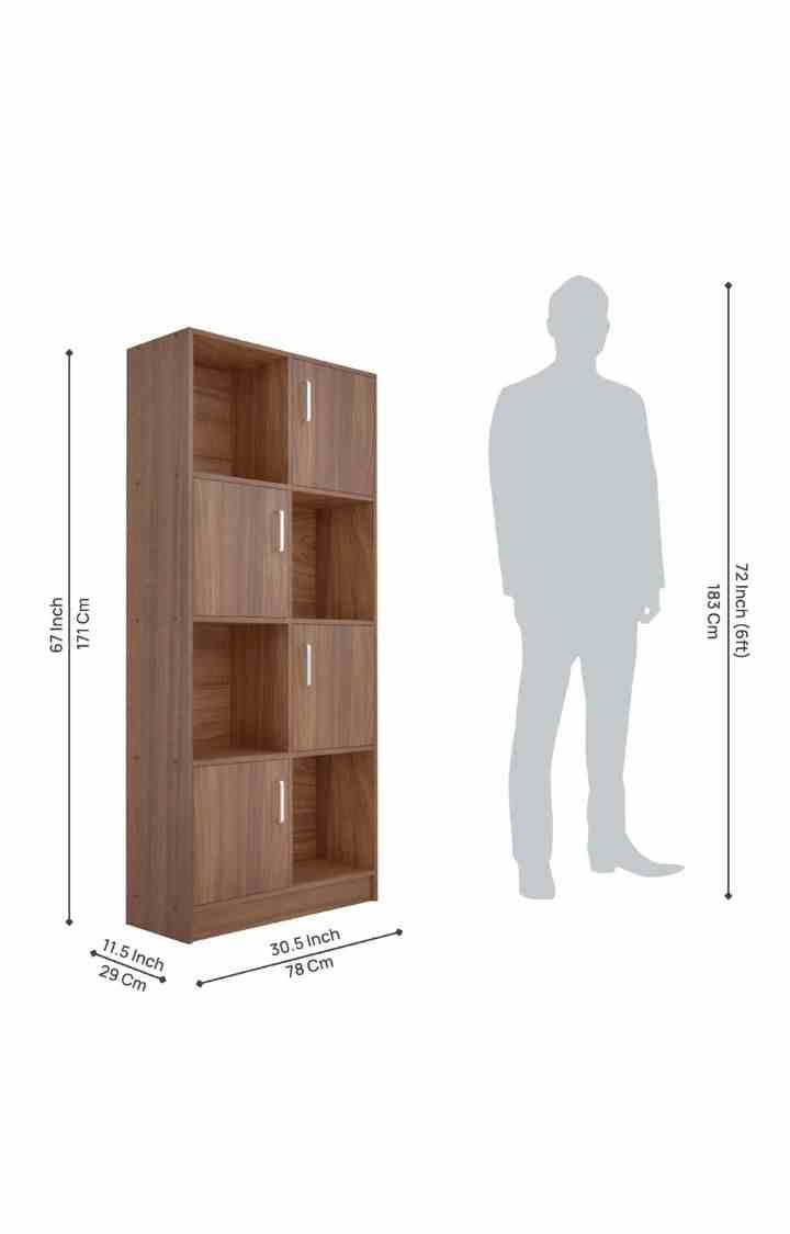 NEUDOT Funny Engineered Wood Semi-Open Book Shelf (Finish Color - Teak, Knock Down)