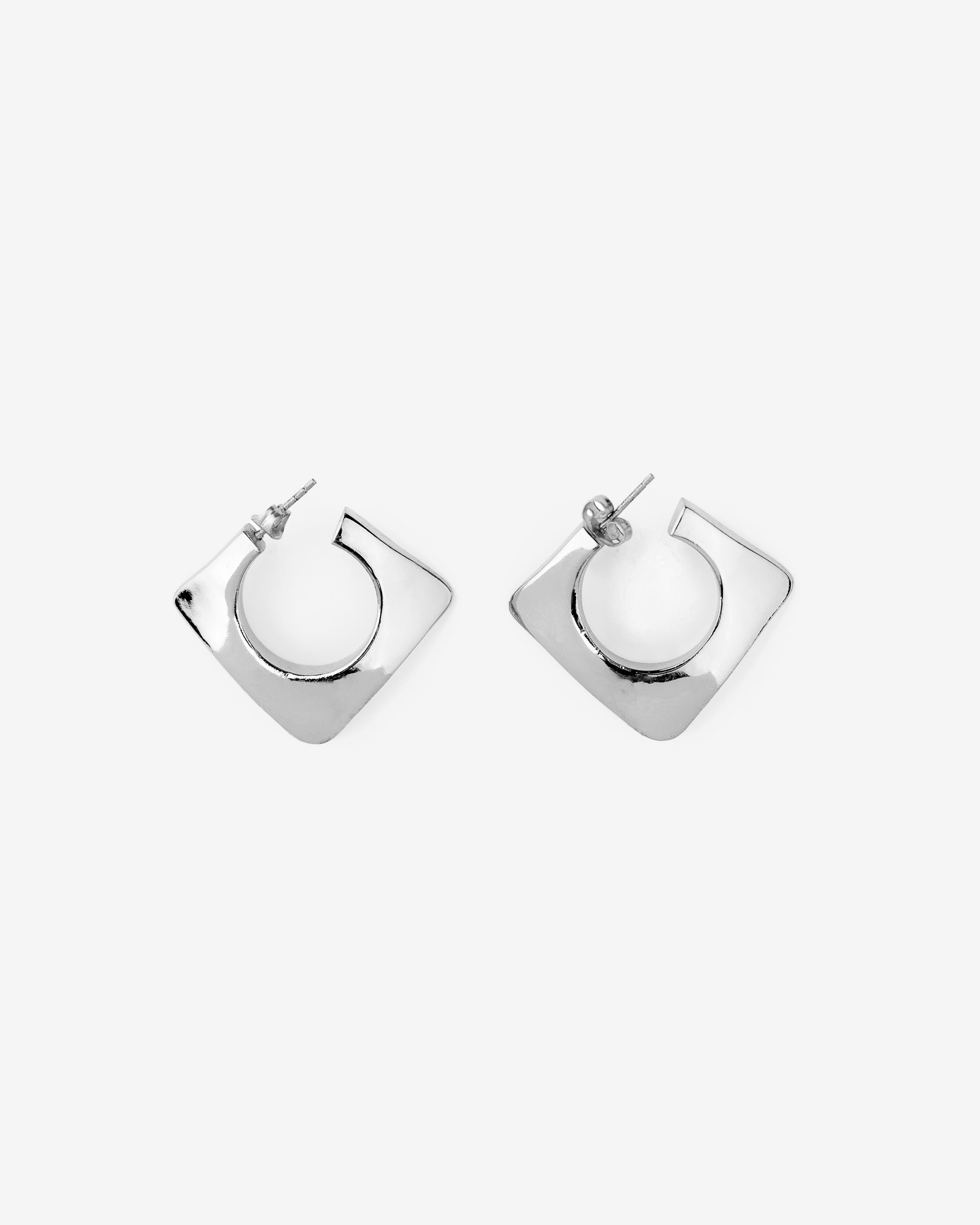 Chic Square Silver Hoops