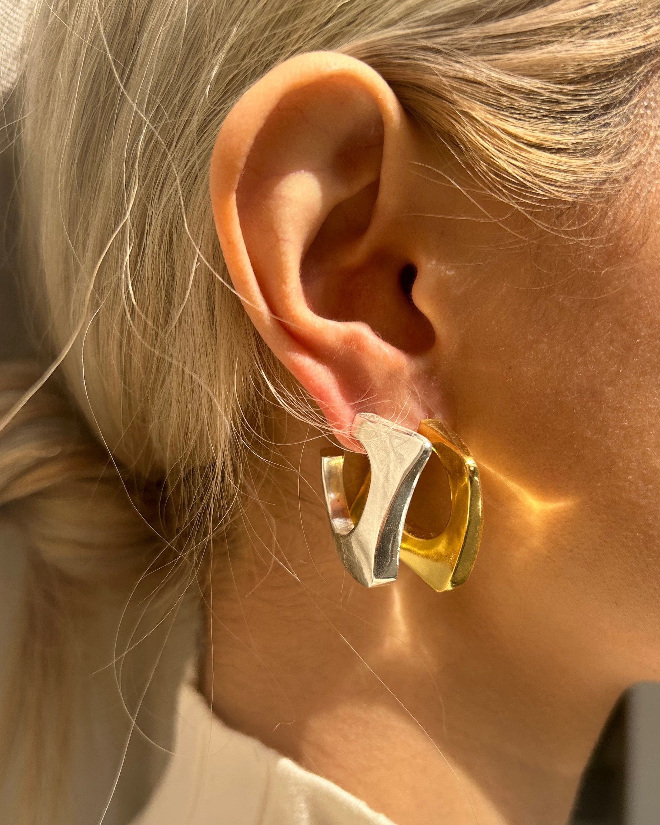 Chic Square Silver Hoops