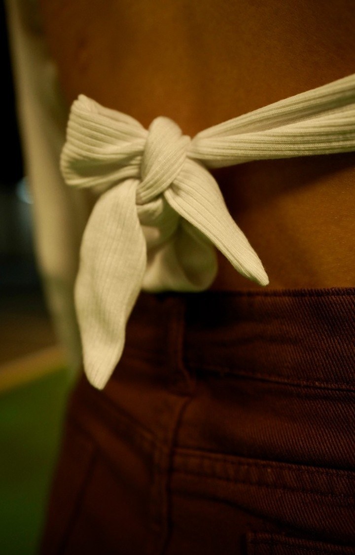 Women's White Backless Shirt