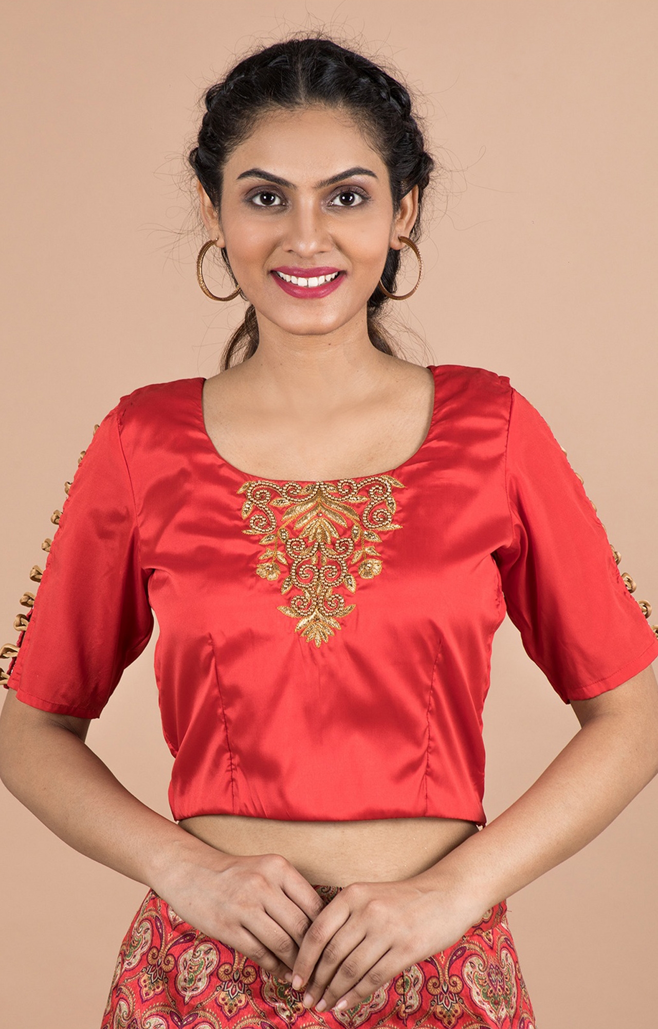 becoming | Red Embellished Crop Top 0